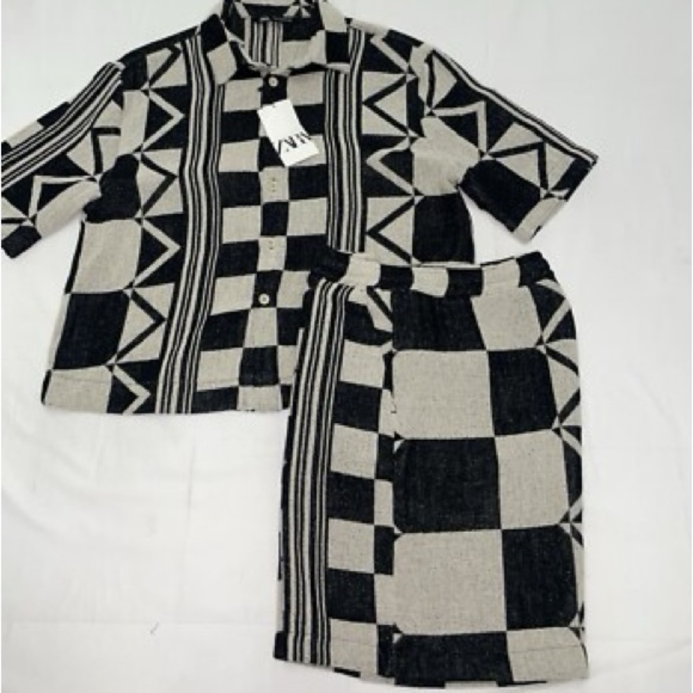 Zara Monochrome Checkered Pajama Set